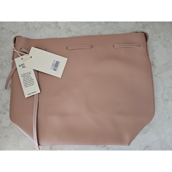 Kayla + Ava Handbags - Kayla + Ava Dusty Pink Vegan Leather Drawstring Bucket Bag AT-30351 NWT 13x10